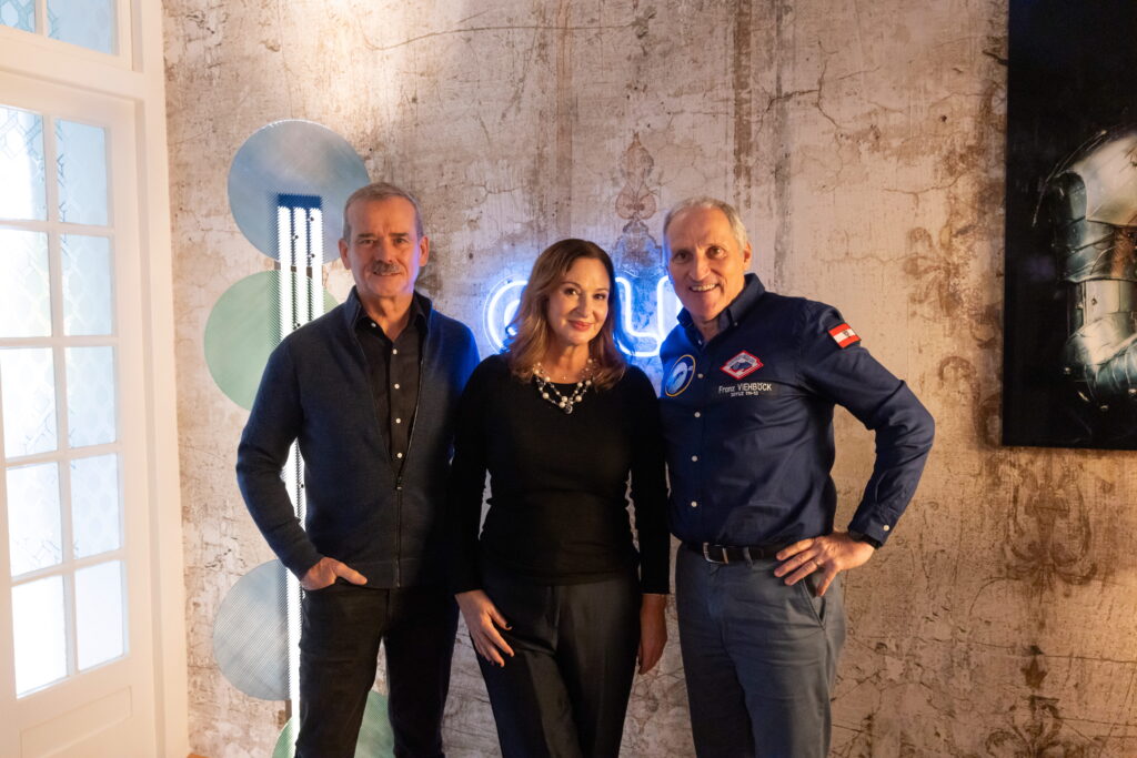 Hadfield und Viehböck mit CALL-Herausgeberin Christina Zappella-Kindel im neuen CALL Studio (Foto: CALL Magazine/Roland Unger)
